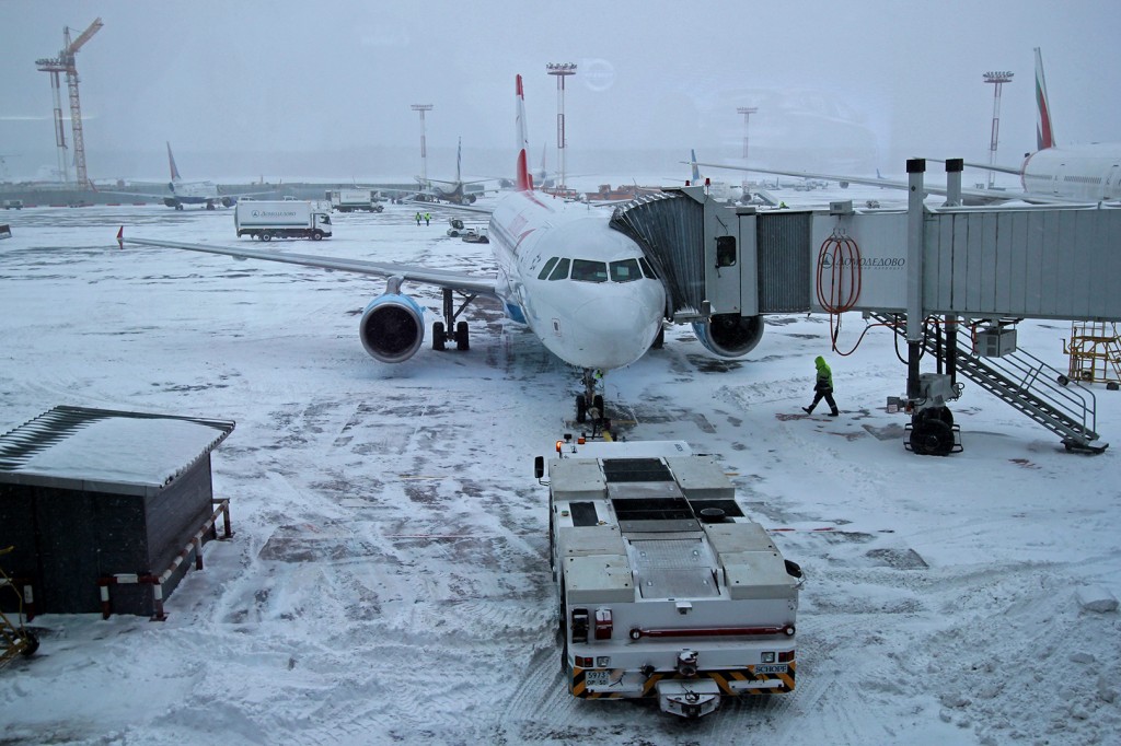 Вылет из Москвы в 20 градусный мороз с метелью.