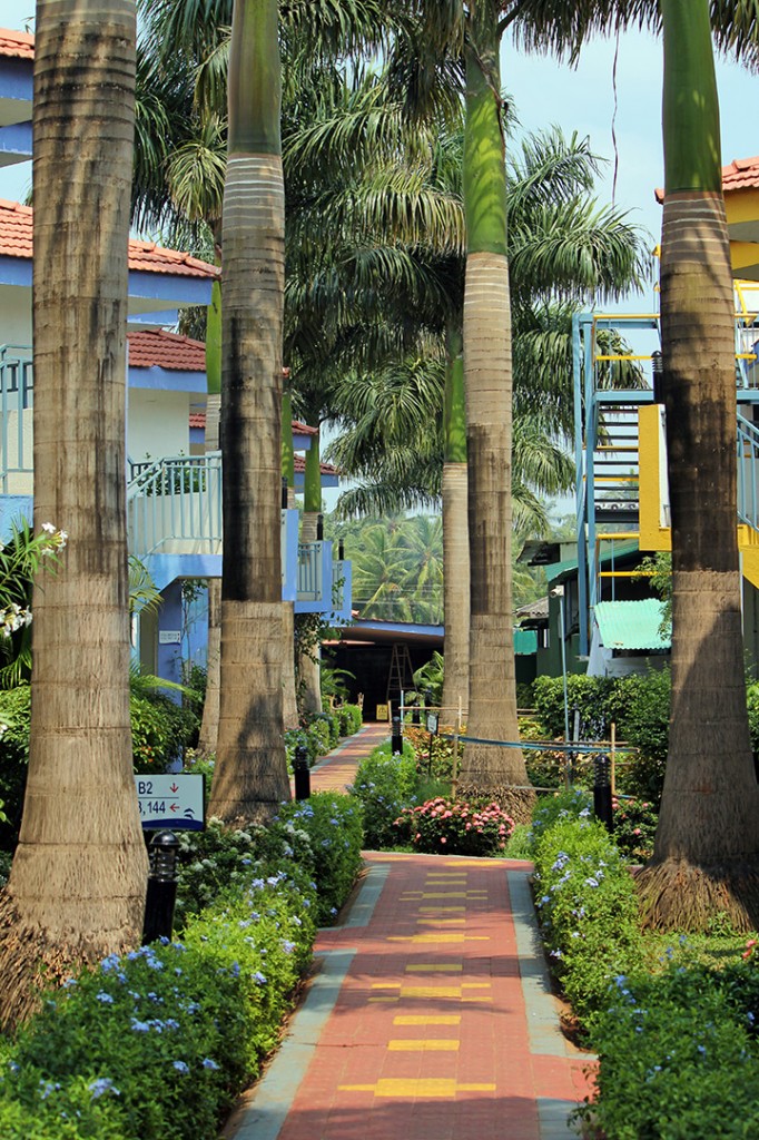 Отель состоял из многочисленных двухэтажных домиков, окруженных пальмами и цветами.